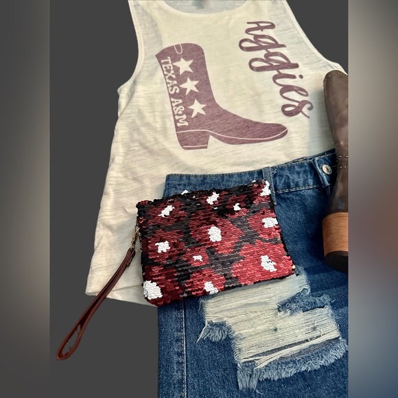 NWT! Wooo Pig Sooie Arkansas Sequined College Wristlets - Picture 4 of 5